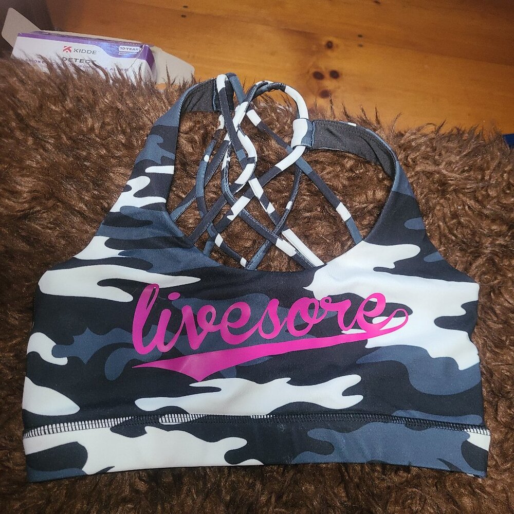 Womens live sore sports bra